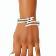 Cuff Sleek Silver Double Curved Wrap Bracelet