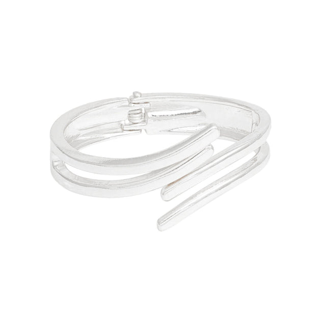 Cuff Sleek Silver Double Curved Wrap Bracelet