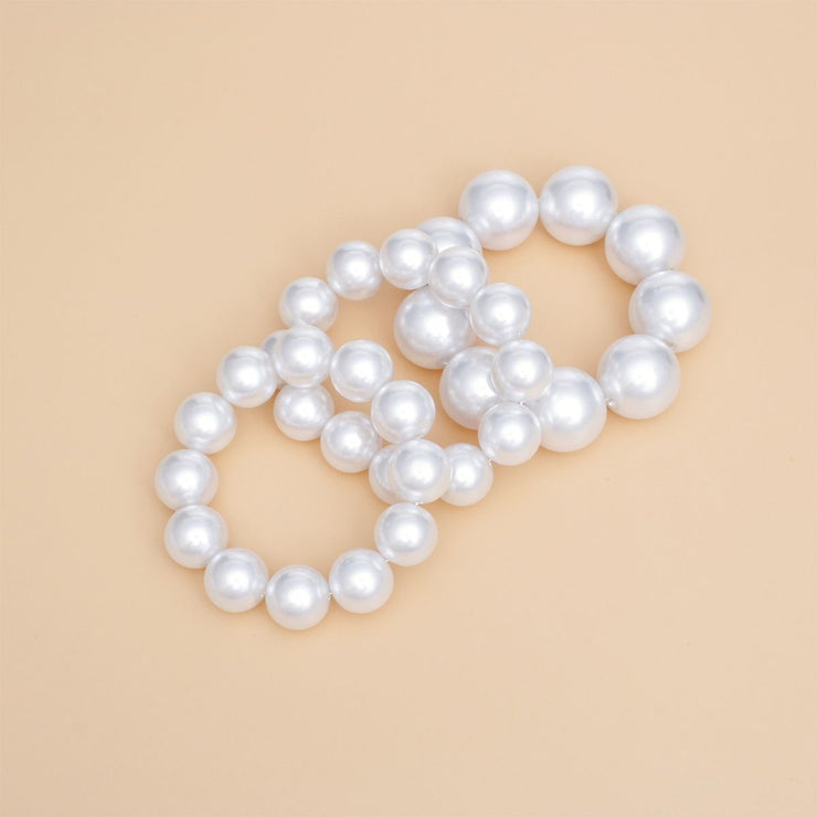 Bracelets Jumbo White Pearl Stretch Set for Women