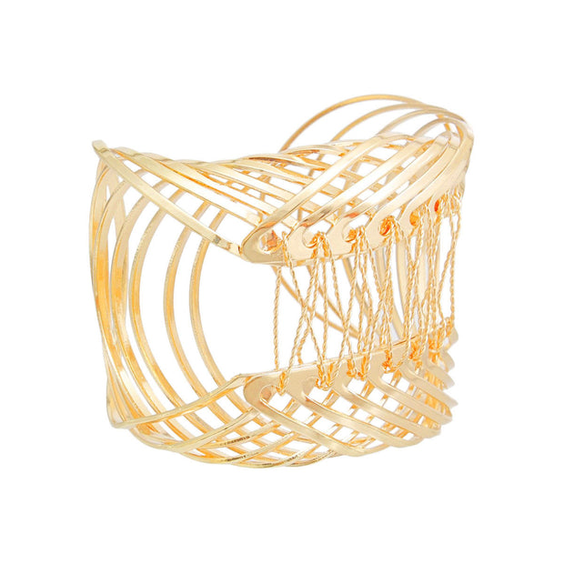 Bracelet Gold Woven Wire Metal Cuff for Women