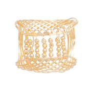 Bracelet Gold Beaded Metal Cuff for Women