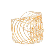 Bracelet Gold Beaded Metal Cuff for Women