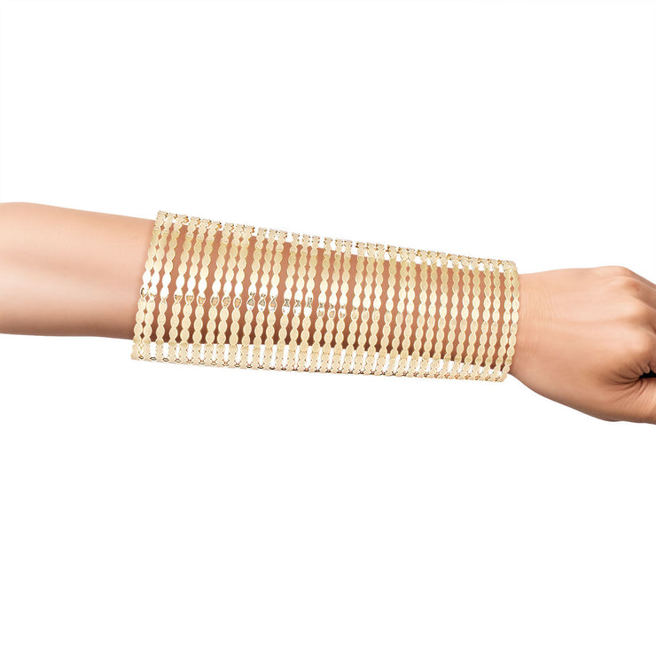 Cuff Polished Gold Cutout Chain Long Bracelet