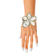 Silver Clear Crystal Flower Hinge Cuff