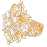 Gold Filigree Crystal Flower Cuff