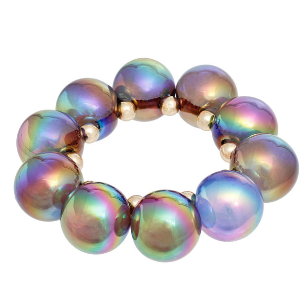 Bracelet Black Iridescent Bubble Ball Bead