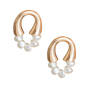 Gold Arch Pearl Studs