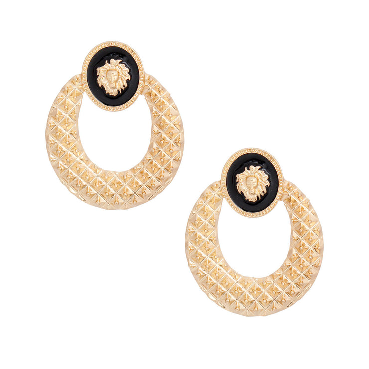 Stud Gold Medium Door Knocker Earrings for Women