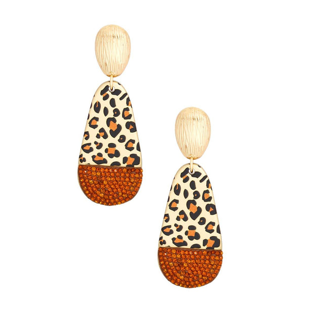 Dangle Gold Leopard Medium Drop Earrings for Women