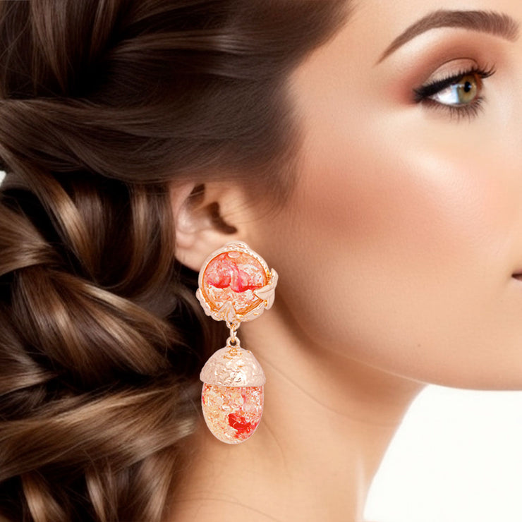 Drop Pink Gold Medium Statement Earrings for Women