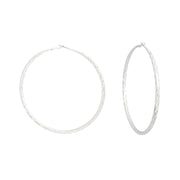 Hoops Large Silver Angled Cut Earrings for Women