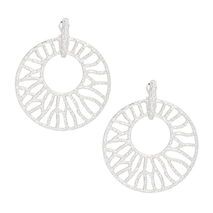 Drop XLarge Silver Branched Wheel Earrings Women