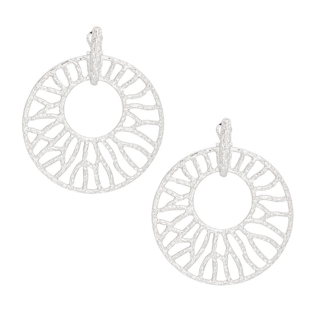 Drop XLarge Silver Branched Wheel Earrings Women