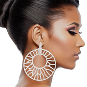 Drop XLarge Silver Branched Wheel Earrings Women