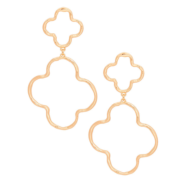 Dangle Earrings Gold Clover Cutout for Women