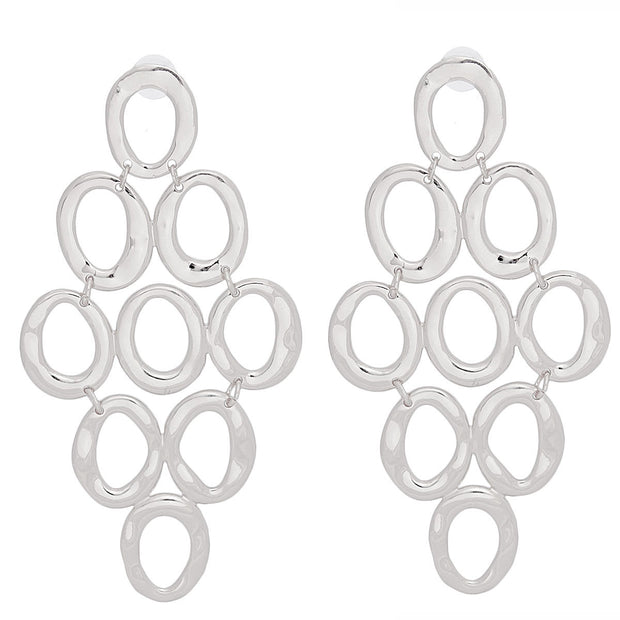 Drop Silver Cascading Ring Chandelier Earrings