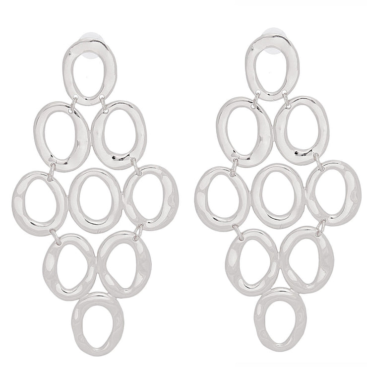 Drop Silver Cascading Ring Chandelier Earrings