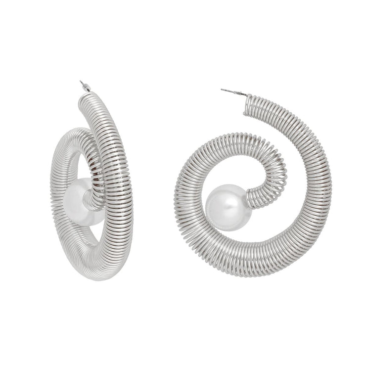 Hoop Silver Jump Coil Spring Pearl Earrings Women