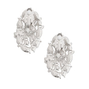 Clip Ons Medium Silver Oval Dome Earring for Women