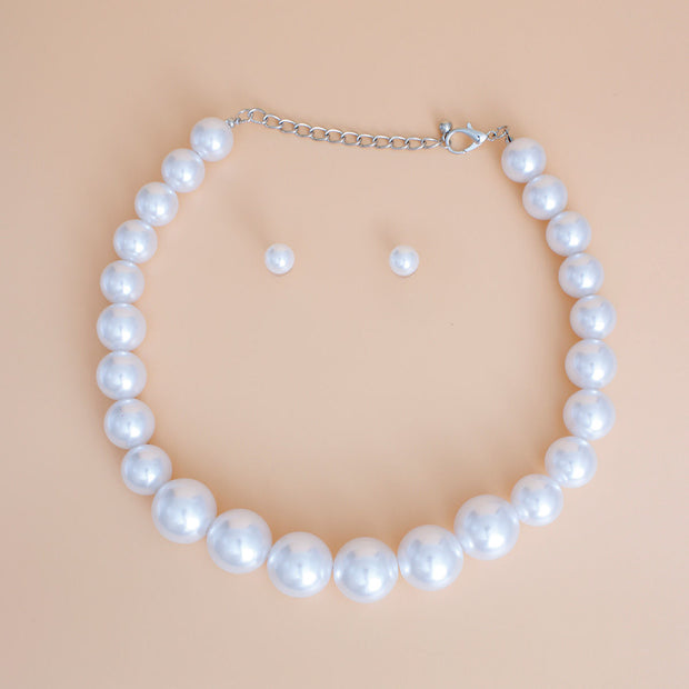 Necklace 25 mm White Pearl Strand Set for Women