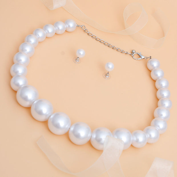 Necklace 25 mm White Pearl Strand Set for Women