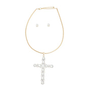 Gold Teardrop Crystal Cross Necklace