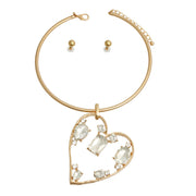 Gold Multi Style Stone Angled Heart Set