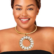 Rigid Gold Halo Circle Necklace