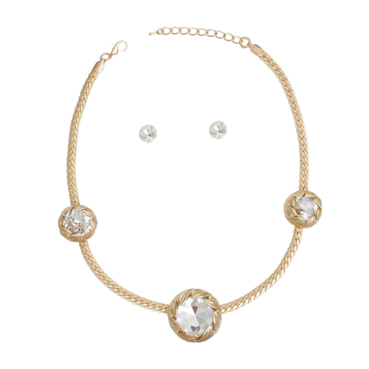 Necklace Gold Crystal Double Cut Chain for Women