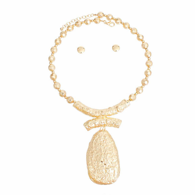 Pendant Necklace Bead Gold Teardrop Set for Women