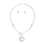 Necklace Silver Snake Chain Pearl Set for Women