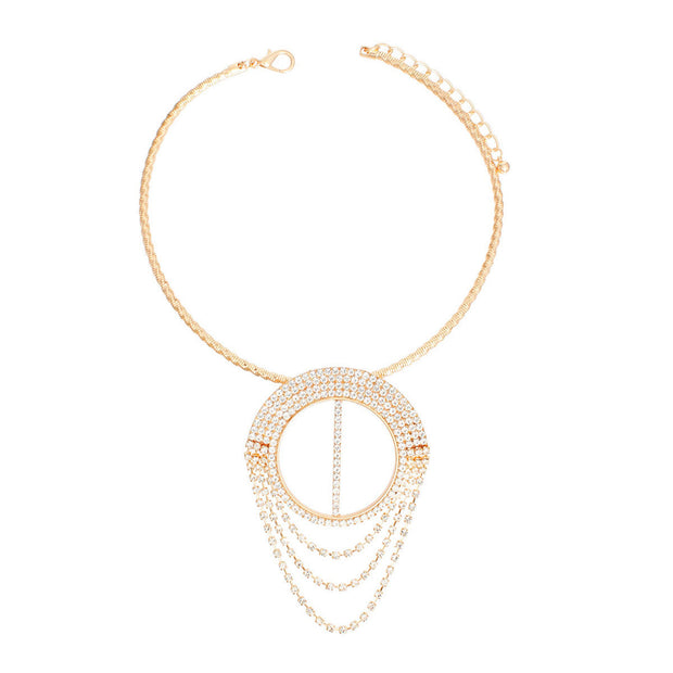 Necklace Gold Pave Draped Pendant Set for Women