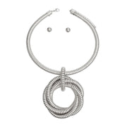 Silver Coiled Ring Collar Set