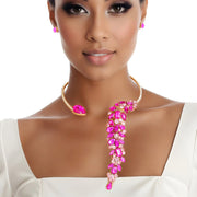 Necklace Fuchsia Crystal Drop Choker for Women