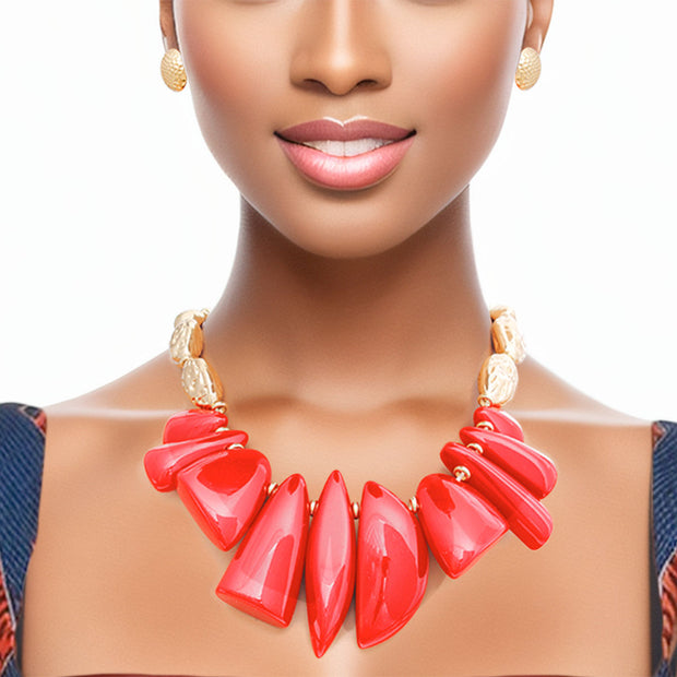 Necklace Red Bead Tribal Collar for Women