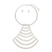 Choker Silver Pave Draped Pendant Set for Women