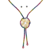 Bolo Necklace Rainbow Stone Pearl Set for Women