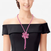 Bolo Necklace Fuchsia Stone Flower Set for Women