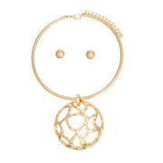 Necklace Gold Domed Pendant Collar for Women