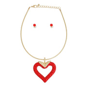 Necklace Red Heart Snake Chain Set for Women