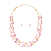 Necklace Light Pink Crystal Link Set for Women