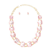 Necklace Light Pink Crystal Link Set for Women