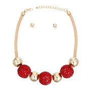 Necklace Red Disco Ball Bead Set for Women