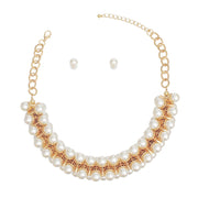 Pearl Necklace Gold Tentacle Collar Set for Women