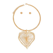 Pendant Necklace Gold Wire Heart Set for Women