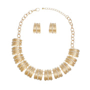 Collar Dramatic Gold Curved Link Rhinestone Set