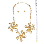 Necklace Polished Gold Chunky Flower Set for Women