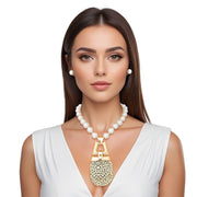 Necklace Pearl Gold Leopard Hinge Pendant Set