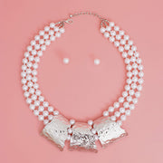 Necklace White Pearl Silver Plate Collar for Women