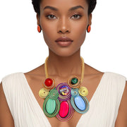 Bib Multi Wire Teardrop Marble Bead Set for Women